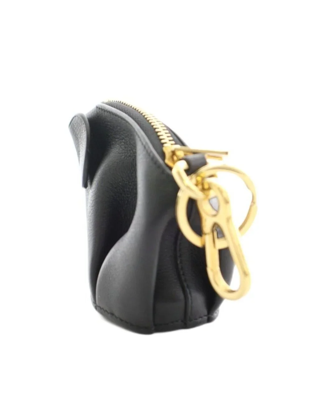 Loewe Elephant Charm Coin Purse Leather Black